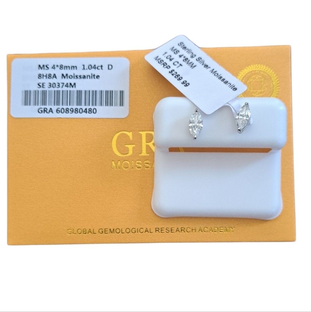 Sterling Silver Moissanite Earrings NWT